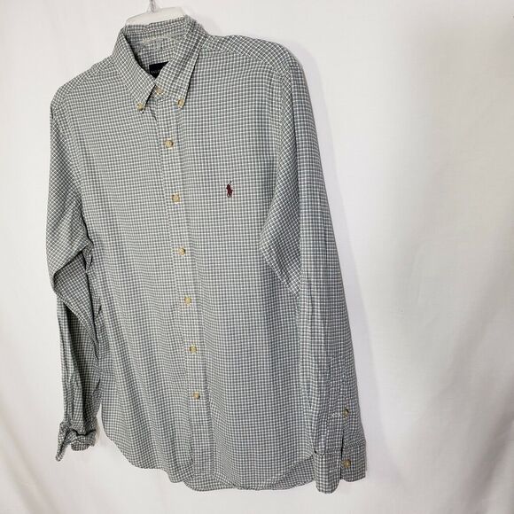 Ralph Lauren Mens Shirt Medium Button Long Sleeve Multicolor Plaid Brown Pony - Picture 4 of 9